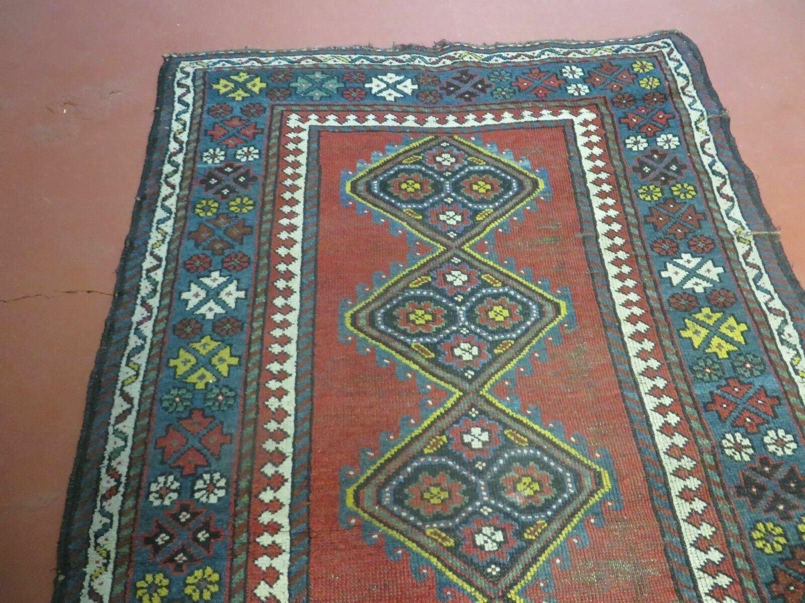 3' X 6' Antique 1920s Handmade Caucasian Karabagh Ganjeh Talesh Wool Rug Nice - Nuvé