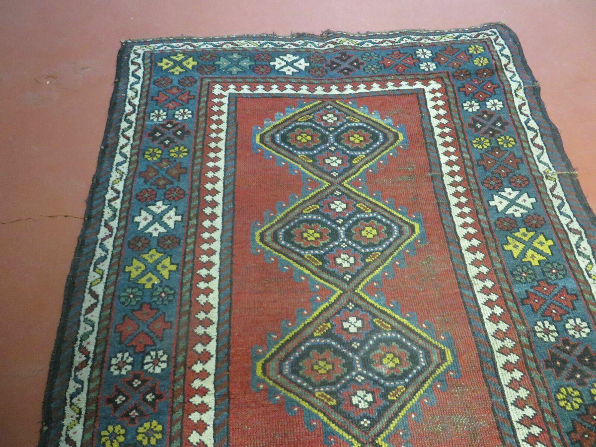 3' X 6' Antique 1920s Handmade Caucasian Karabagh Ganjeh Talesh Wool Rug Nice