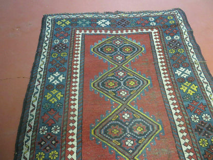 3' X 6' Antique 1920s Handmade Caucasian Karabagh Ganjeh Talesh Wool Rug Nice