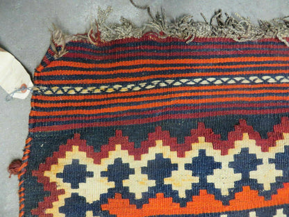 5' X 10' Antique Turkish Kilim Handmade Flat Weave Wool Rug Red Colorful Veg Dye Bohemian Boho Chic Tribal Style And Design - Nuvé