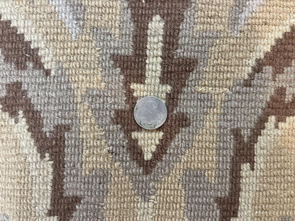 Oval Tibetan Rug 8x10, French Aubusson Design, Wool Handmade Vintage Carpet, Black & Beige, Soft Wool Pile - Nuvé