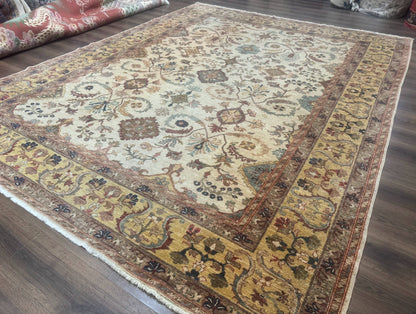 Egyptian Rug 9x12, Mahal Sultanabad Carpet, Handmade Wool Rug, Oatmeal Color - Nuvé
