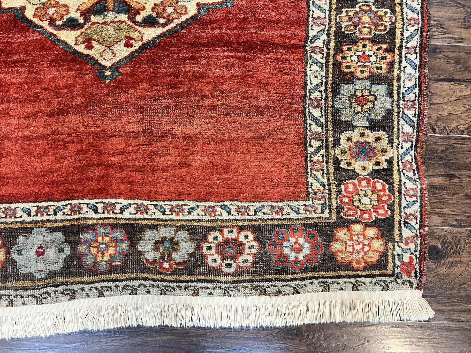 Antique Persian Bidjar Rug 4x8, Triple Medallions, Handmade Oriental Carpet, 1920s Rug, Wool Rug, Red - Nuvé