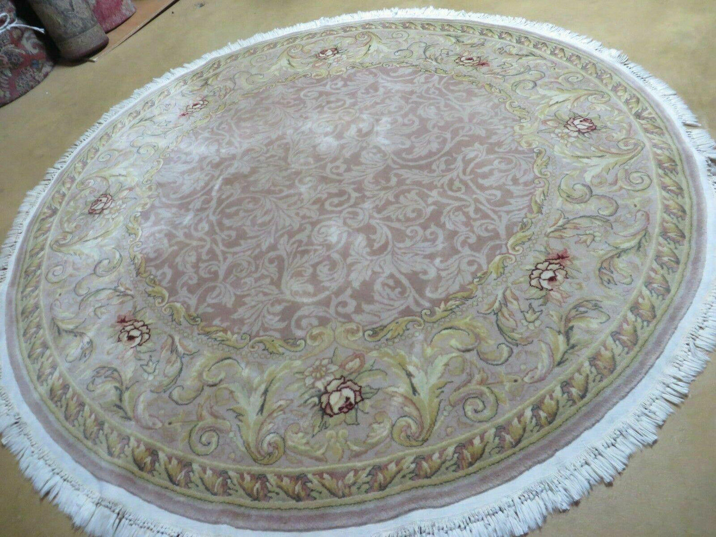 6' X 6' Round Handmade Fine Chinese Floral Oriental Silk Wool Rug Carpet Nice - Nuvé