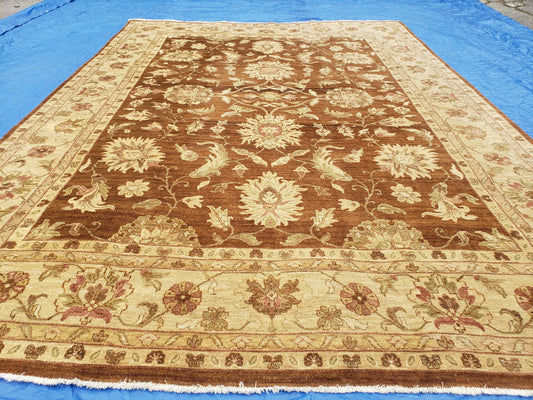 Indo Persian Rug 10x14, Mahal Sultanabad Oriental Carpet, Burnt Orange & Beige, Handmade Wool Area Rug - Nuvé