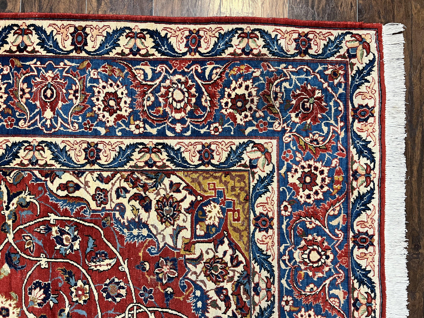 Red Persian Isfahan Rug 7x10 - Antique, Floral Medallion - Nuvé