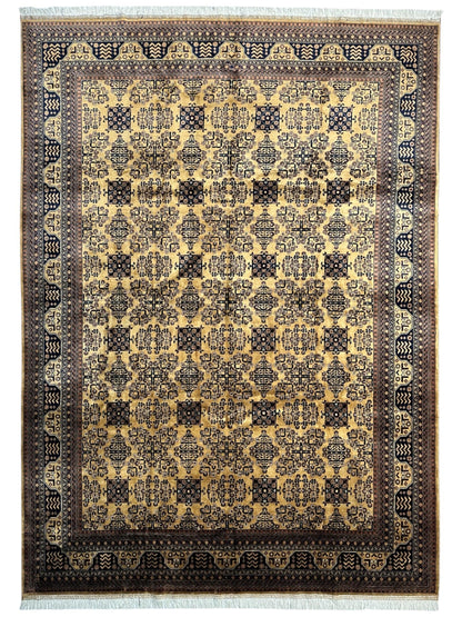 Hand-Knotted Afghan Bukhara Rug 8'4" x 11'10" - Wool, Geometric Patterns - Nuvé