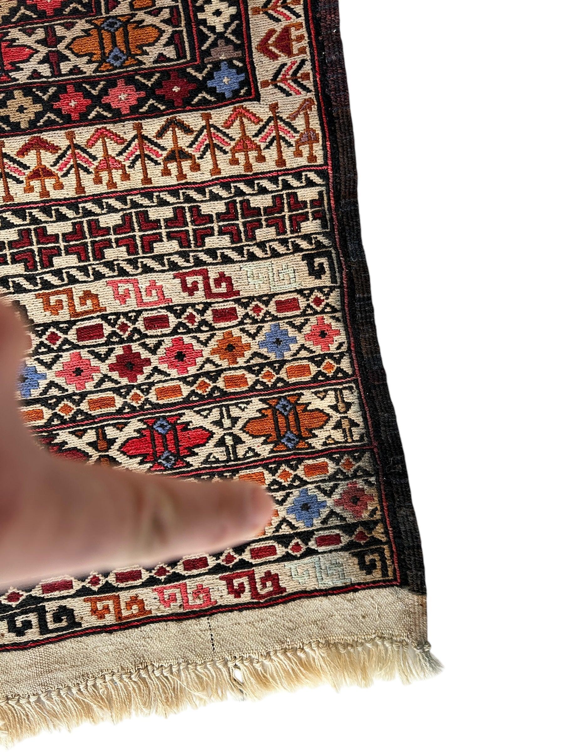 Hand-Woven Afghani Maliki Soumak Wool Kilim Rug - 4'2" x 6'6" - Nuvé