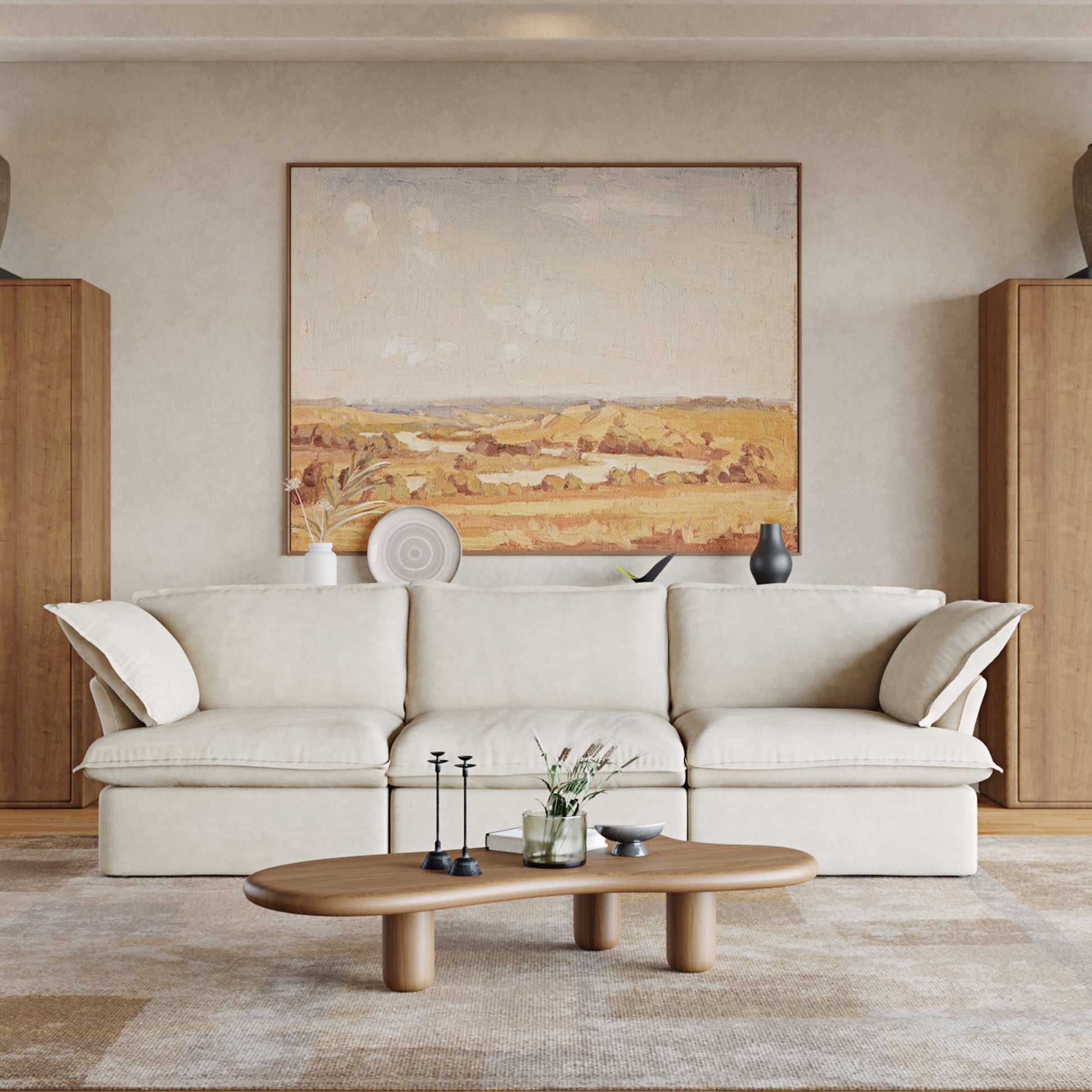Sabi Modular Boucle Cloud Sofa - Beige - 3-Seater Sofa - Nuvé