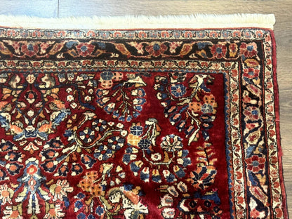 Antique Persian Sarouk Rug 4x6, Floral, Red, Wool Hand Knotted Fine 225 KPSI - Nuvé