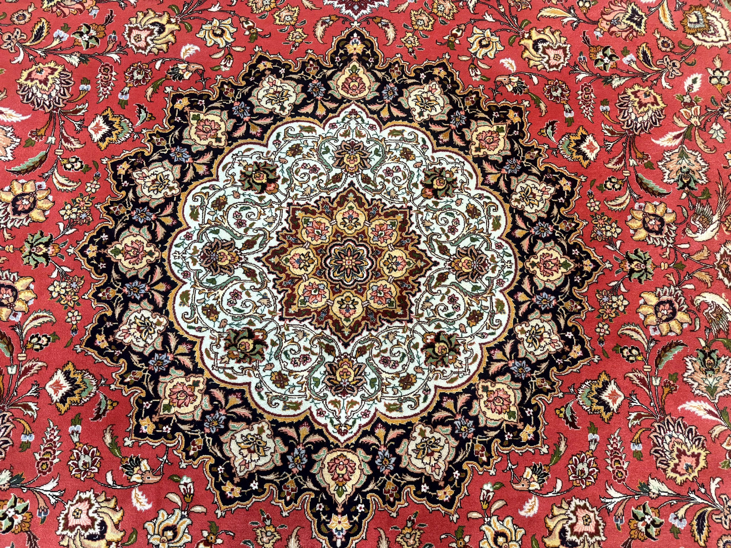 Persian Tabriz Rug 10x13 – Floral Medallion & Birds, Wool & Silk, 330 KPSI - Nuvé