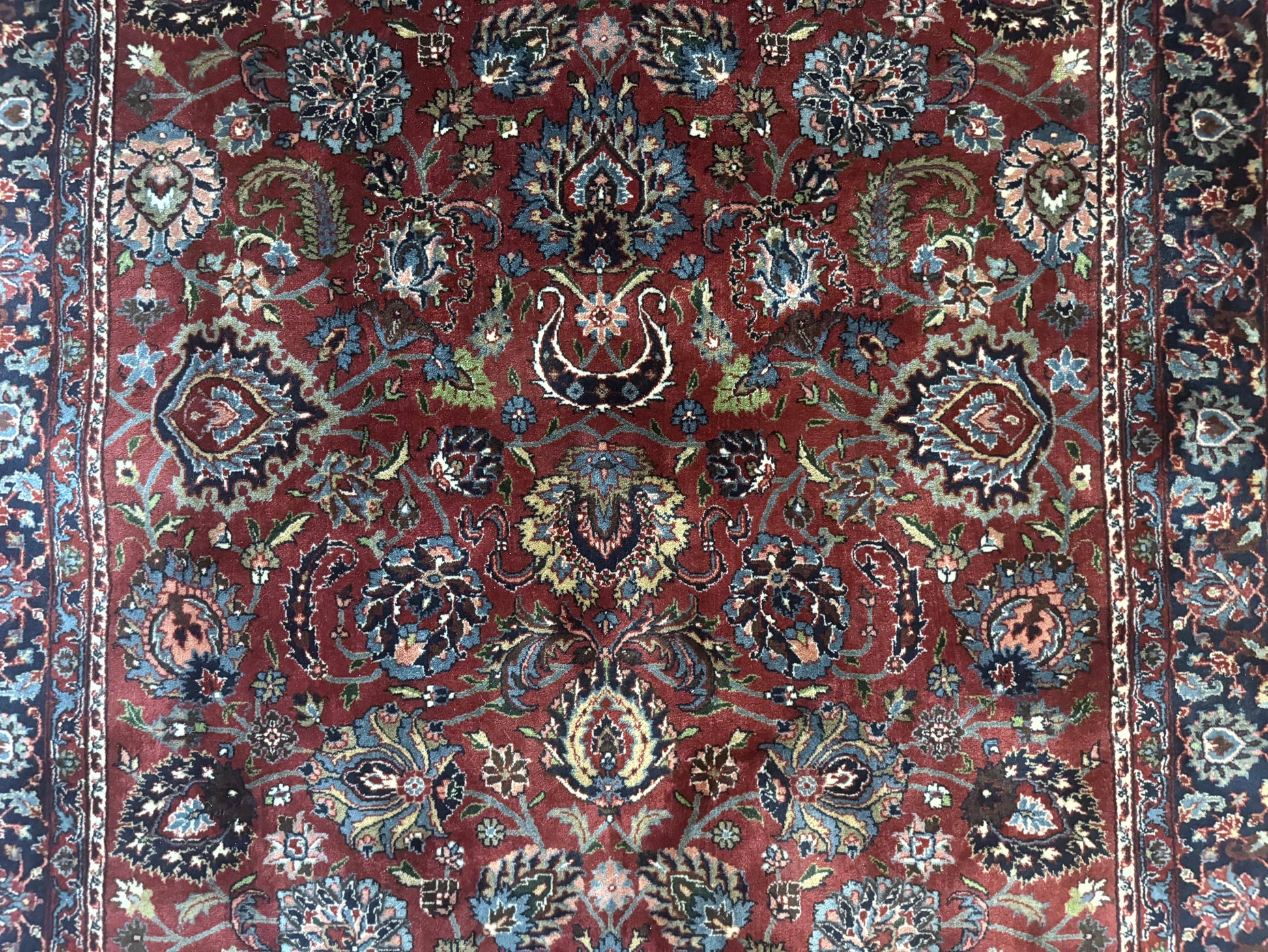 Indo Persian Rug 5x7, Vintage Traditional Floral Carpet, Burgundy and Navy Blue - Nuvé