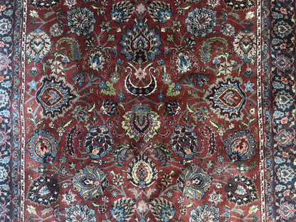 Indo Persian Rug 5x7, Vintage Traditional Floral Carpet, Burgundy and Navy Blue - Nuvé