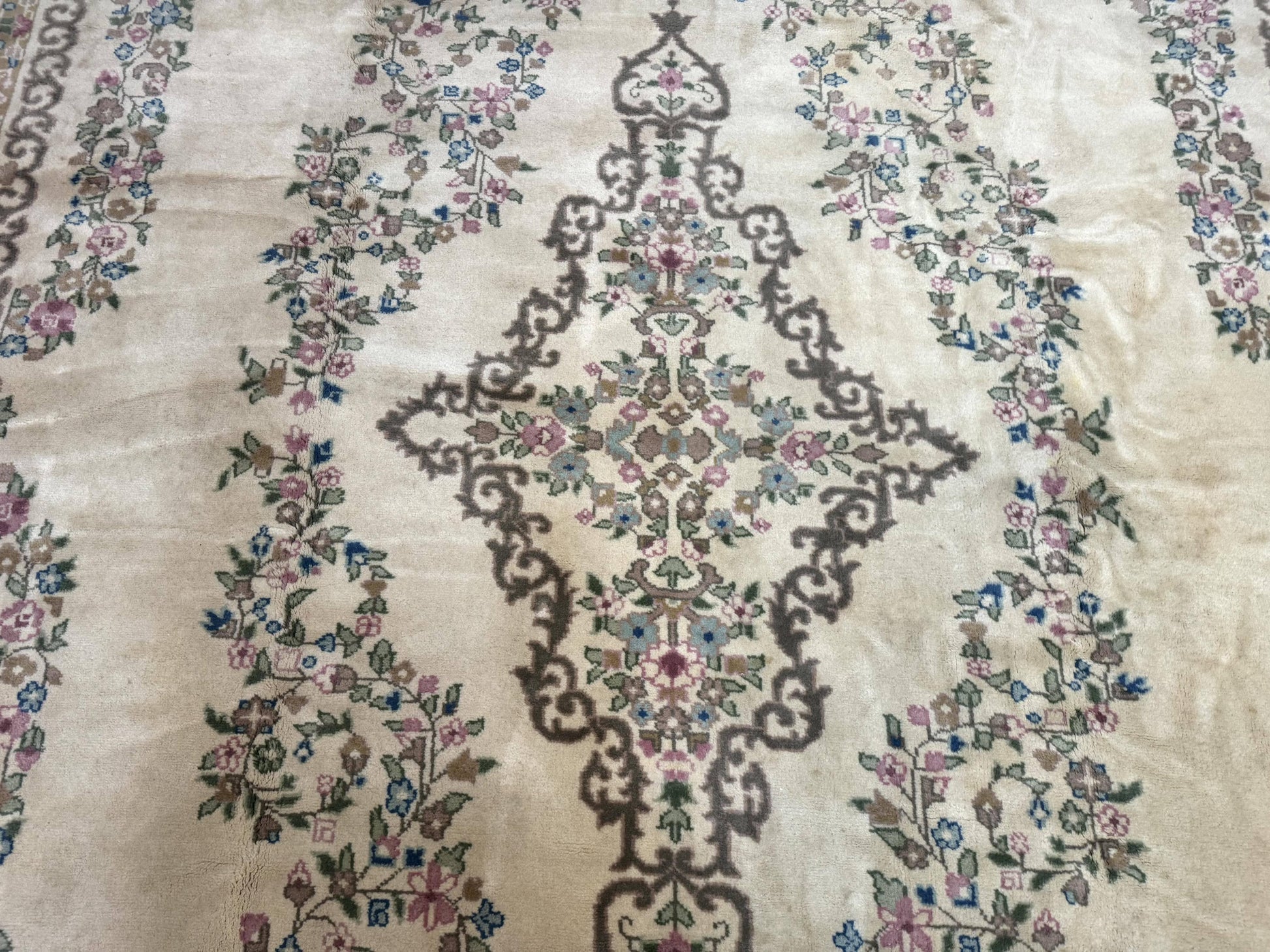 Indo Persian Rug 12x15, Palace Sized Carpet, Oversized Wool Handmade Rug, Kerman Rug, Semi Open Field, Pande Cameron Rug, Beige - Nuvé