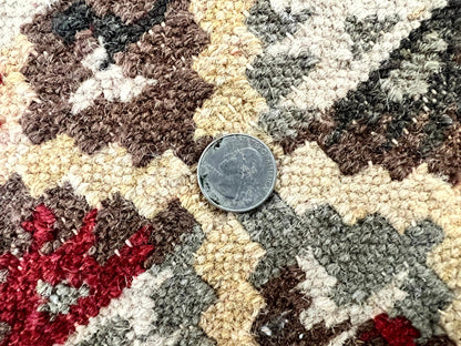 Indian Kilim Rug 6x6, Square Kilim Flatweave Carpet, Vintage Handmade Wool Rug, Red - Nuvé