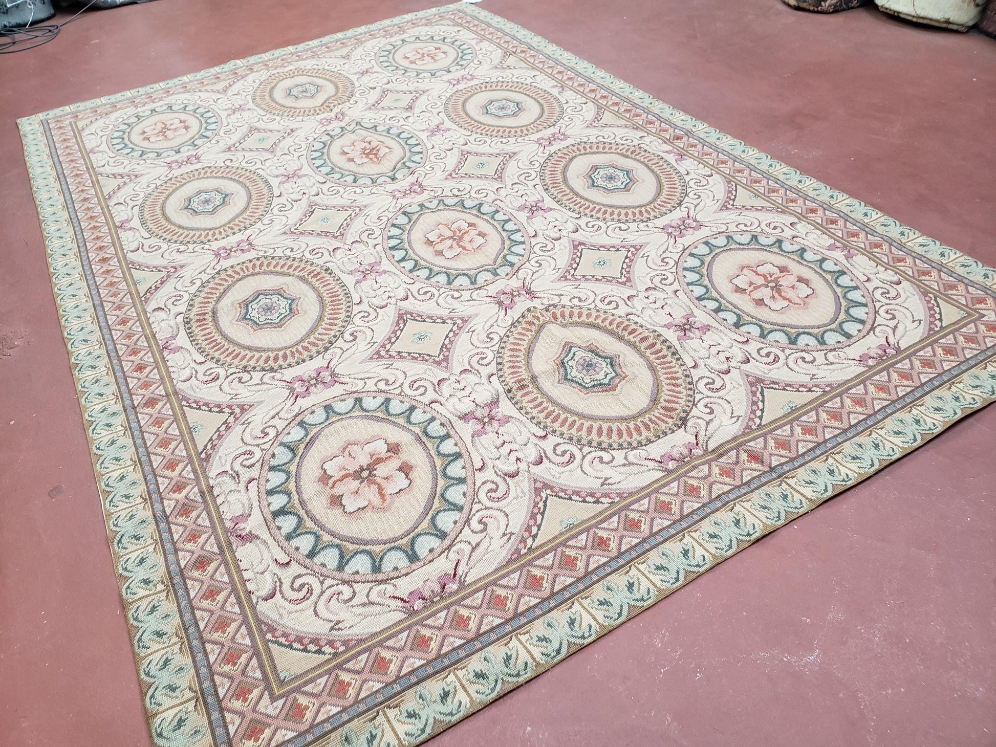 New Needlepoint Rug, 6x9 Needlepoint Carpet, Flatweave Rug, Vicotorian French European English Decor, Elegant Rug for Living Room, Handmade - Nuvé