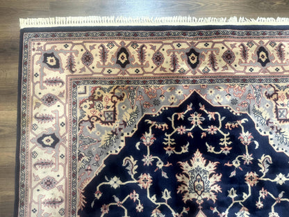 Karastan Rug Navy Serapi, Kara Shah Rug, Navy Blue, 5.6 x 8.6, Vintage Karastan Area Rug, Wool Pile Karastan Rug - Nuvé