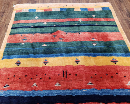 Colorful Persian Gabbeh Rug 4x6, Soft Pile, Colorful Rug, Handmade Hand Knotted Wool Carpet, Home Office Rug, Area Rug for Bedroom 4 x 6 ft - Nuvé