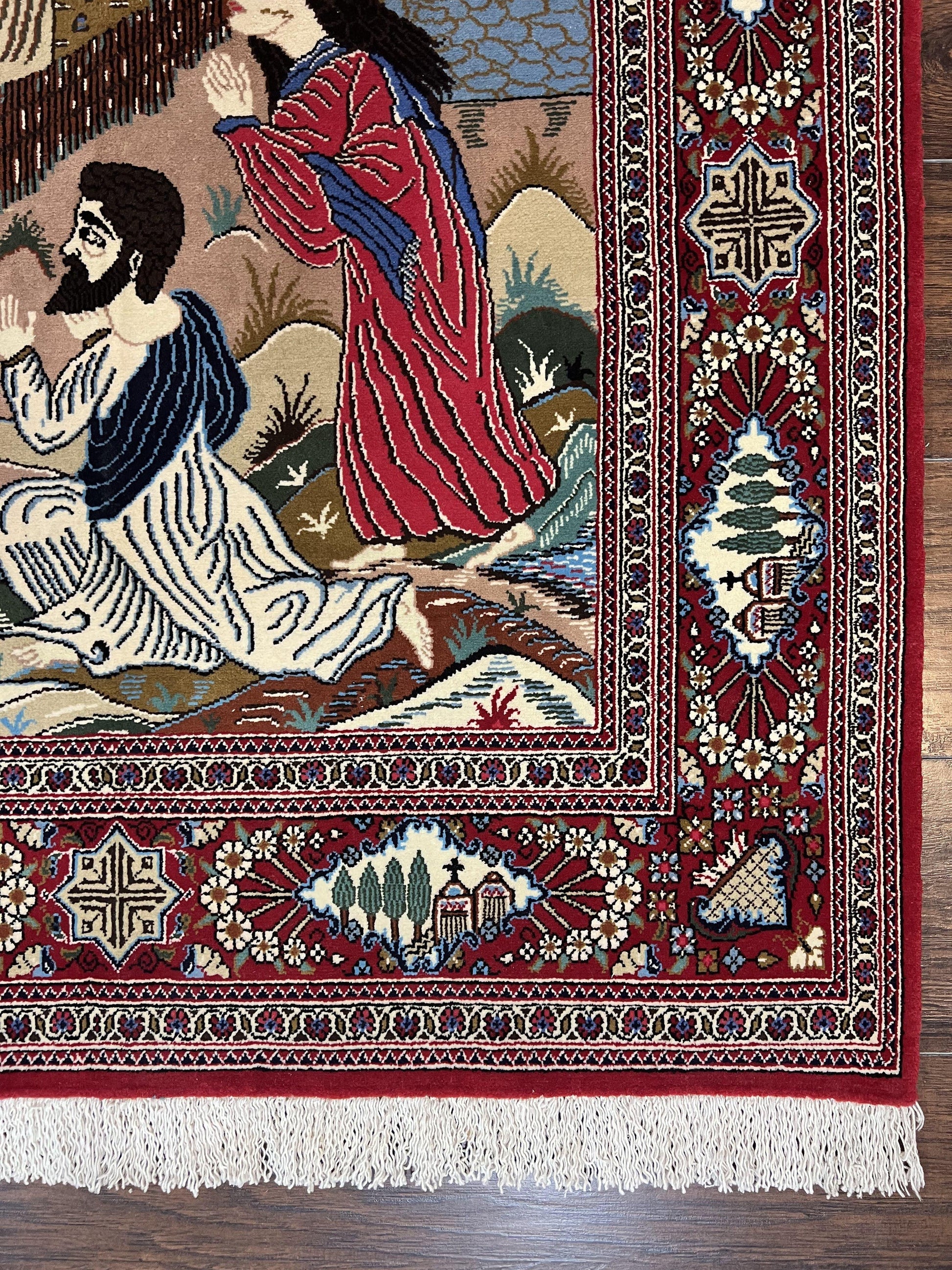 Persian Kashan Pictorial Rug 3x5 - Jesus on Cross - Nuvé