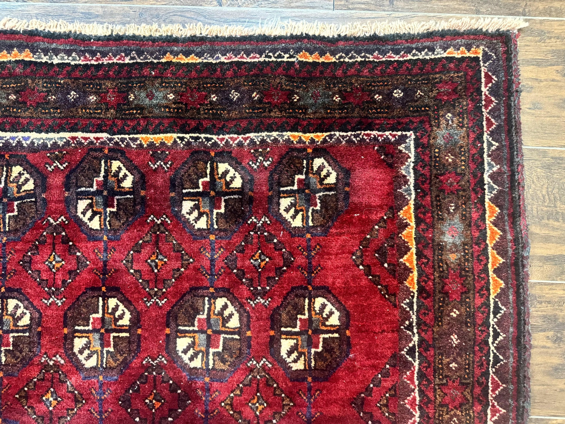 Persian Turkoman Tribal Rug 4x8, Handmade Vintage Wool Carpet, Red, Bohemian Rug - Nuvé