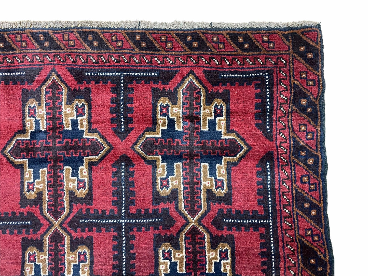 3X5 Vintage Handmade Tribal Wool Rug Balouchi Rug Afghan Rug Red Beige Blue Nice - Nuvé