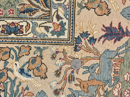 Persian Kashan Pictorial Rug 4.6 x 7, Hunting Scene, SIgned by Masterweaver, Animal Pictorials, Rare, Handmade, Wool, Vintage, Very Fine - Nuvé