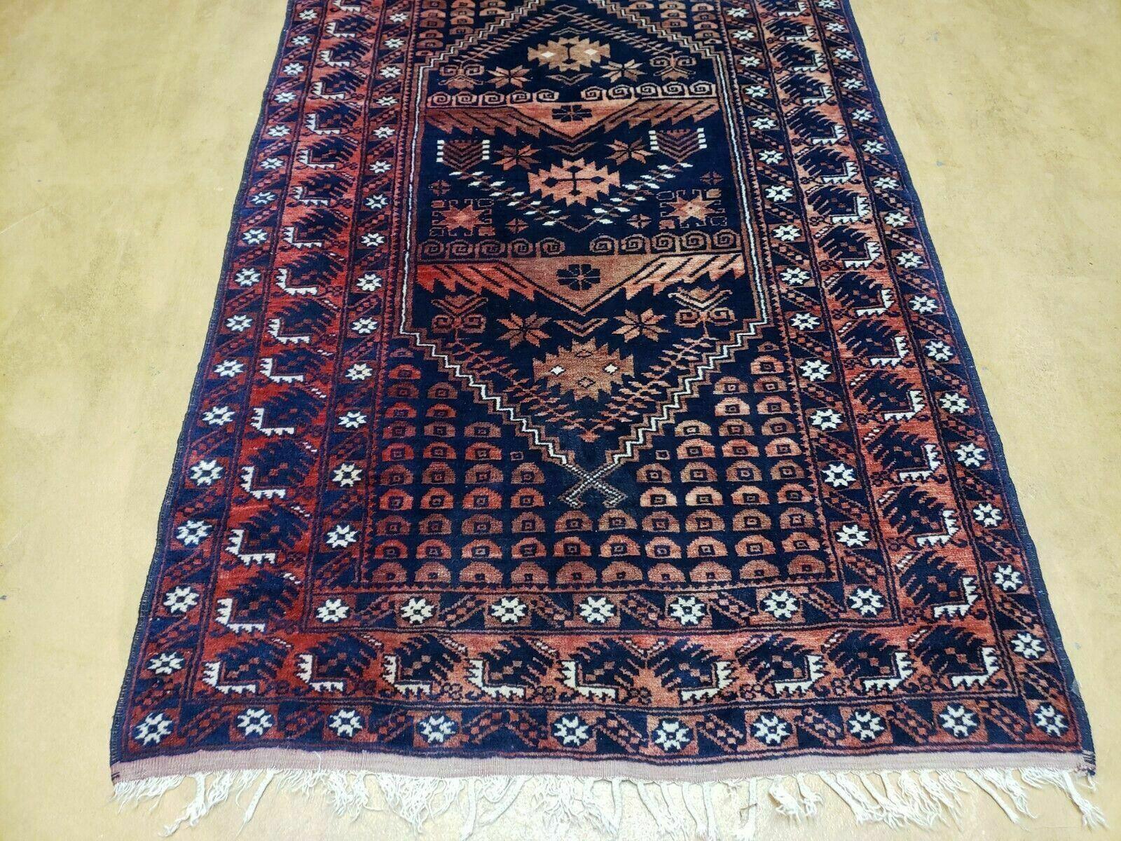 3' 4" X 5' 6" Vintage Handmade Pakistan Balouchi Balouch Tribal Wool Rug Nice - Nuvé