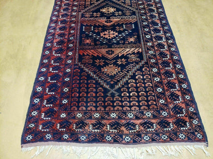 3' 4" X 5' 6" Vintage Handmade Pakistan Balouchi Balouch Tribal Wool Rug Nice - Nuvé