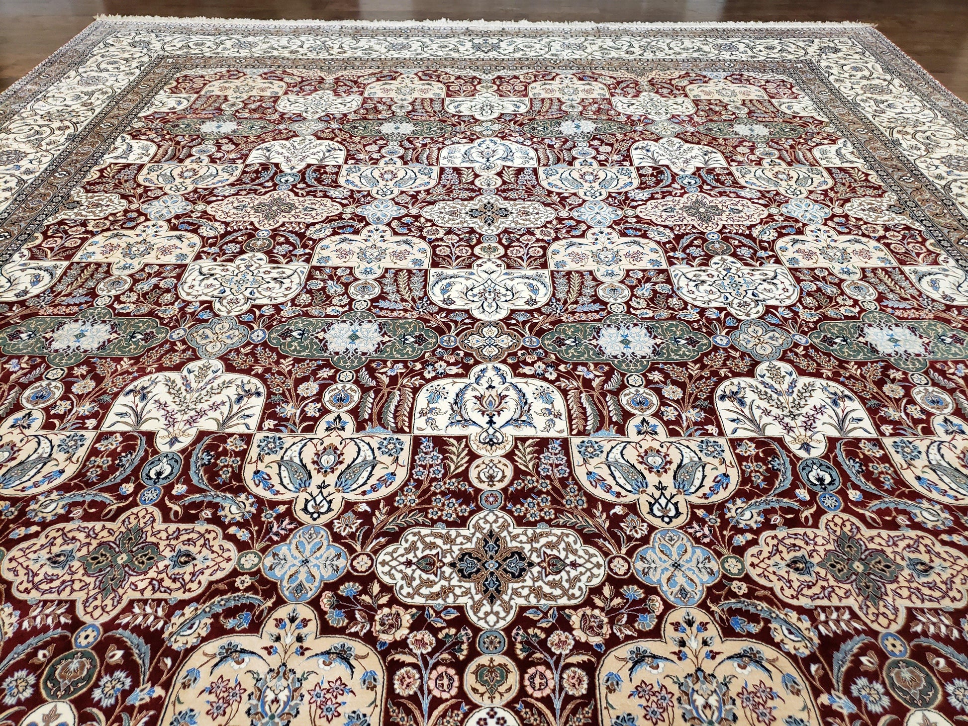 Persian Nain Rug 11x15 – Wool on Silk, Hand-Knotted, Signed Masterpiece - Nuvé