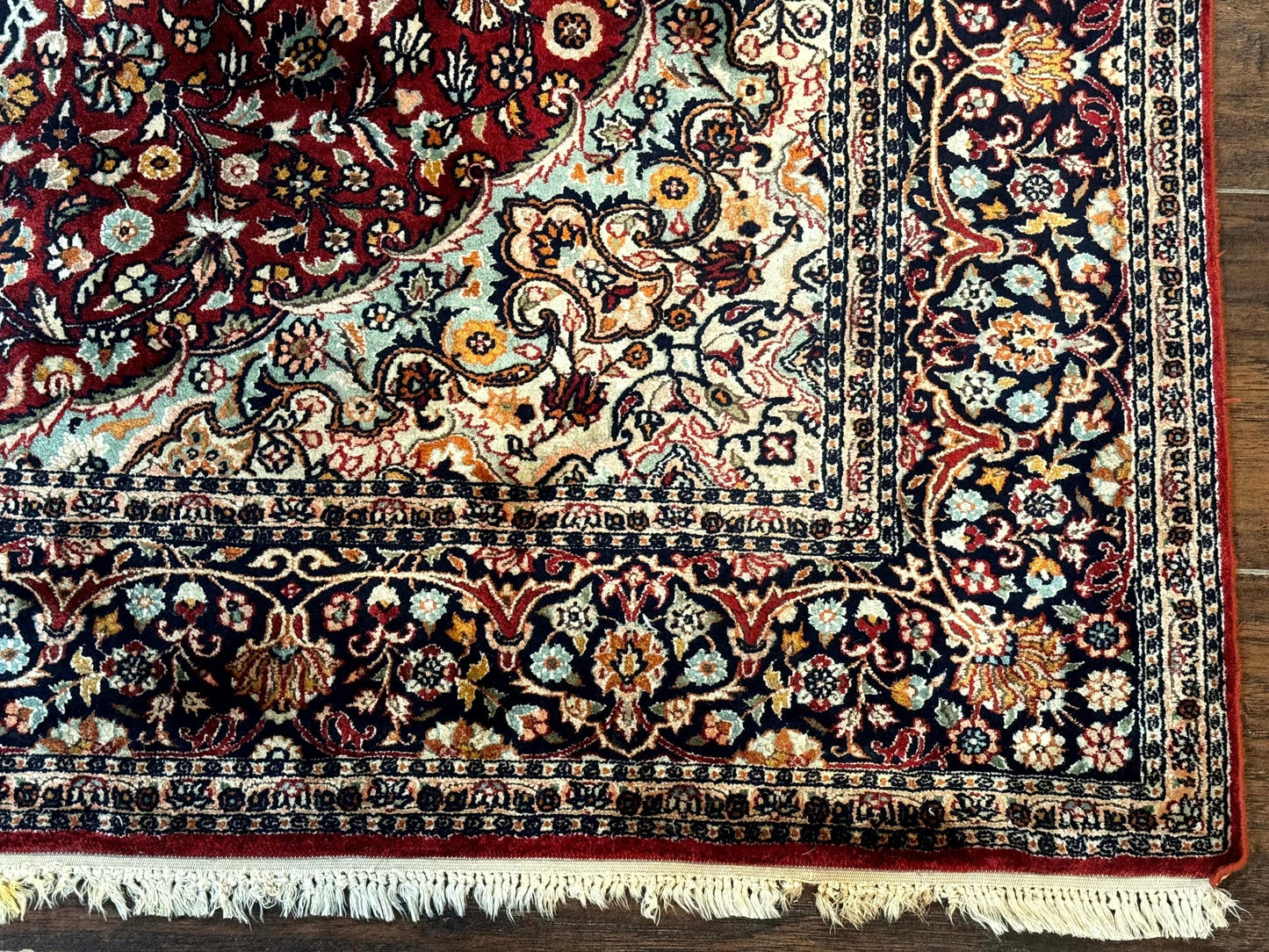 4x6 Silk Rug, Very Fine 650 KPSI, Silk Persian Carpet, Red, Floral Medallion, Sino Persian - Nuvé