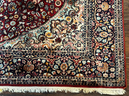 4x6 Silk Rug, Very Fine 650 KPSI, Silk Persian Carpet, Red, Floral Medallion, Sino Persian - Nuvé