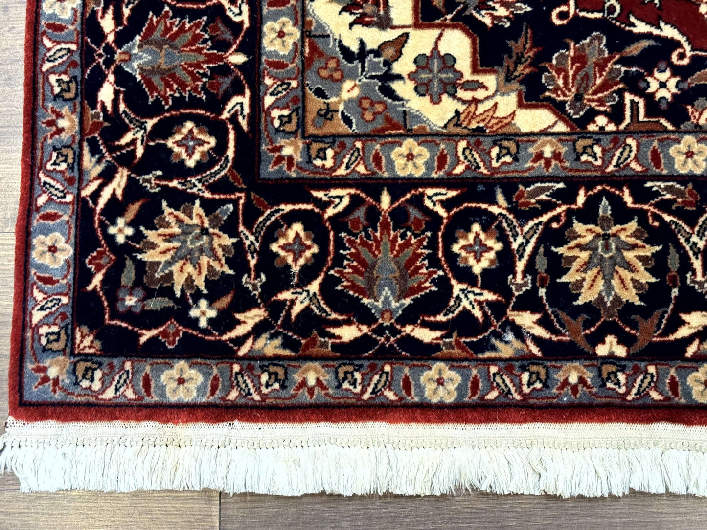 Sino Persian Rug 4x6, Traditional Wool Hand Knotted Carpet, Red Navy Blue, 225 KPSI - Nuvé