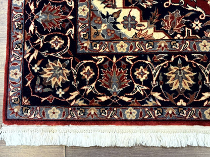 Sino Persian Rug 4x6, Traditional Wool Hand Knotted Carpet, Red Navy Blue, 225 KPSI - Nuvé