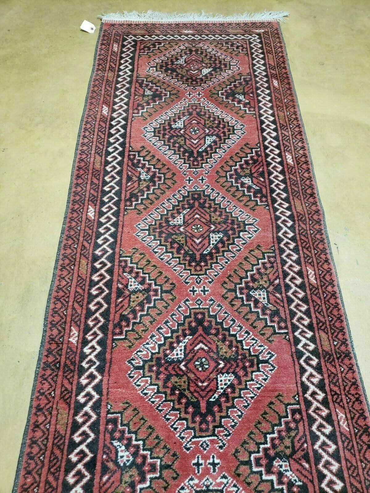 2' 5" X 9' Vintage Handmade Bokhara Red Turkoman Pakistani Wool Runner Rug Organic - Nuvé
