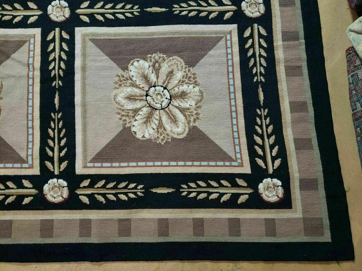 9' X 12' Handmade English Aubusson Savonnerie Design Needlepoint Wool Rug Nice