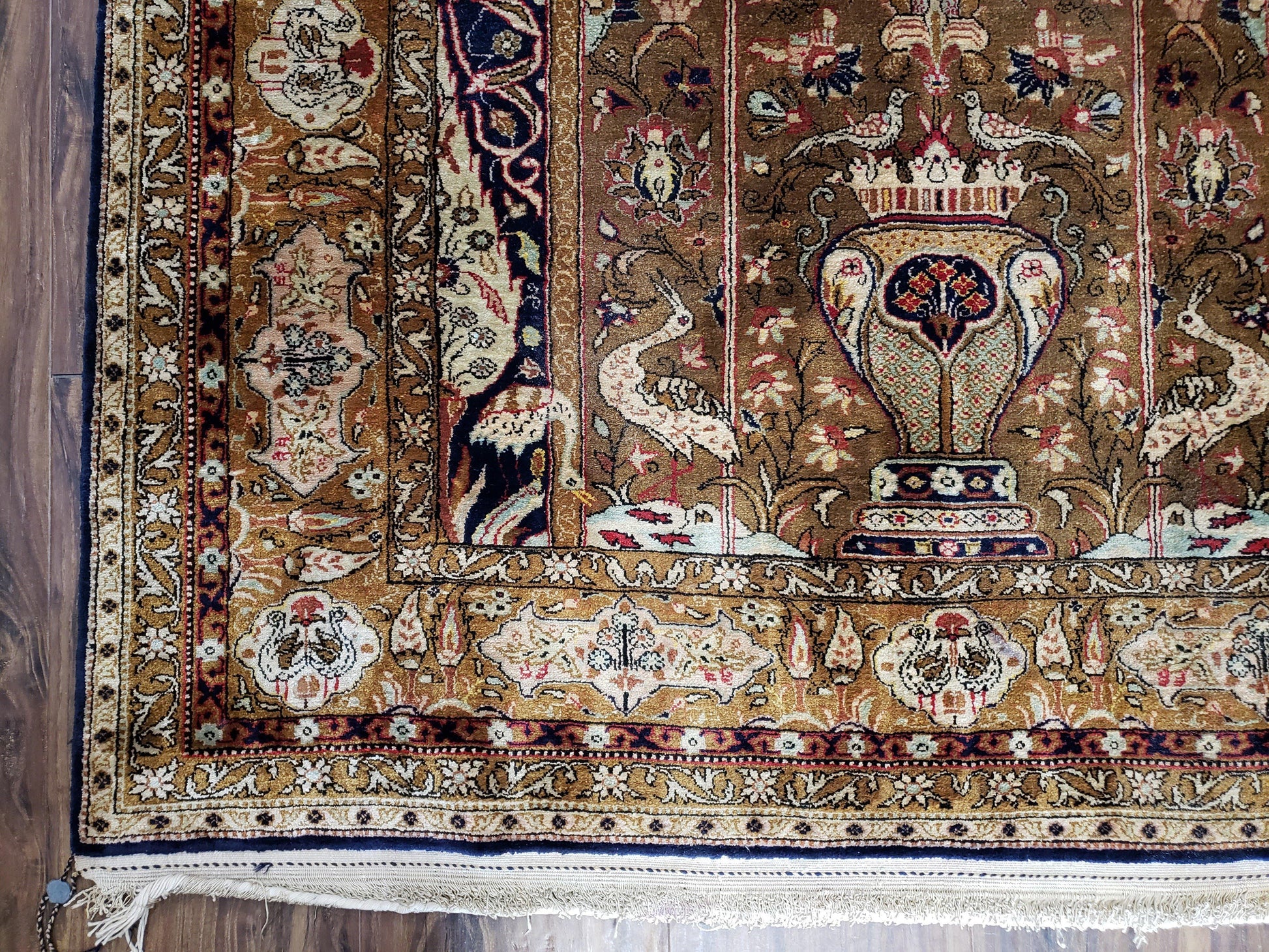 Semi Antique Persian Qum Silk Prayer Rug, Silk, Hand-Knotted, 3'6" x 5' - Nuvé