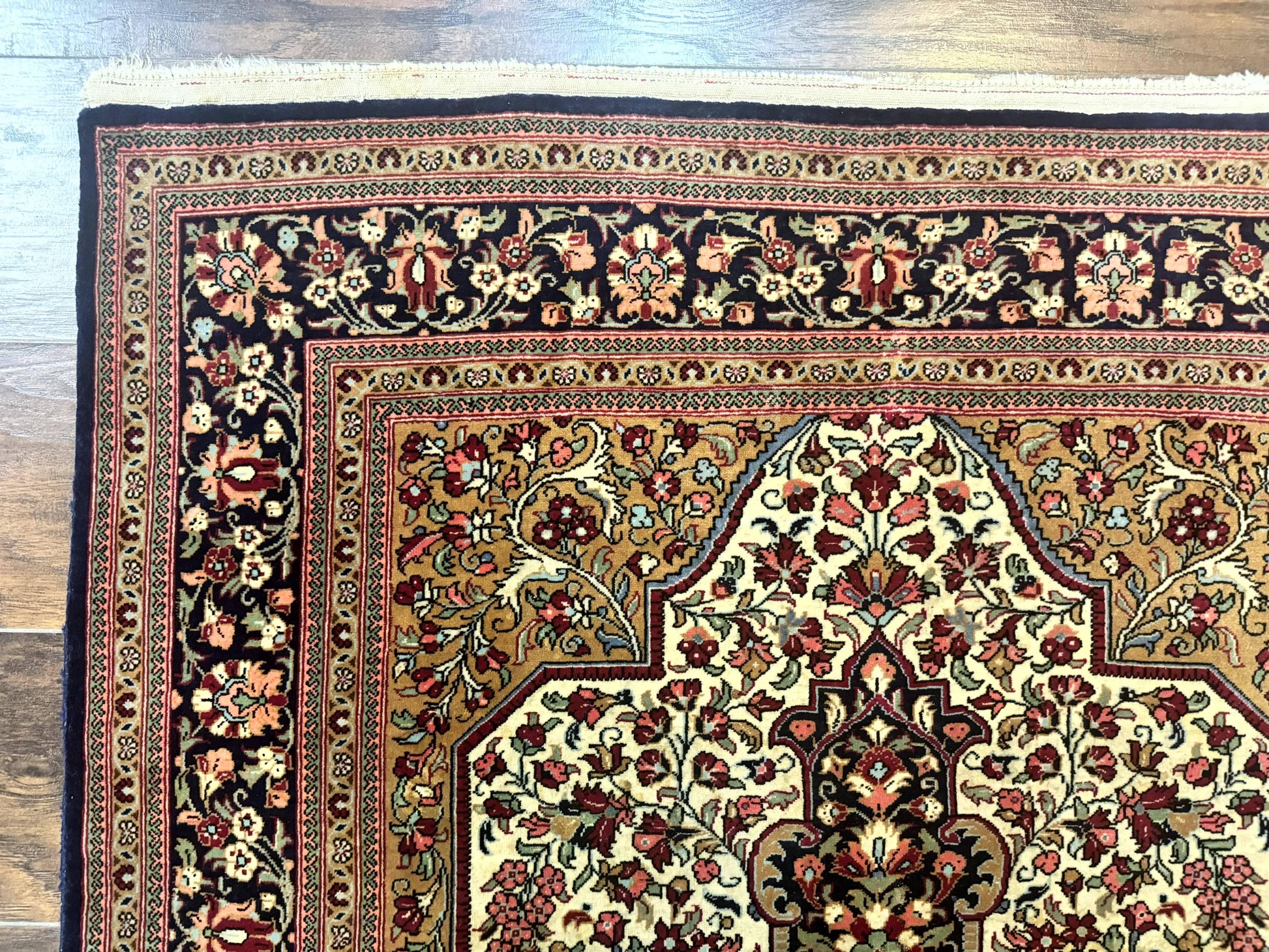 Persian Qum Rug 3.6 x 5, Kork Wool, Very Finely Hand Knotted 325 KPSI, Rare, Semi Antique - Nuvé