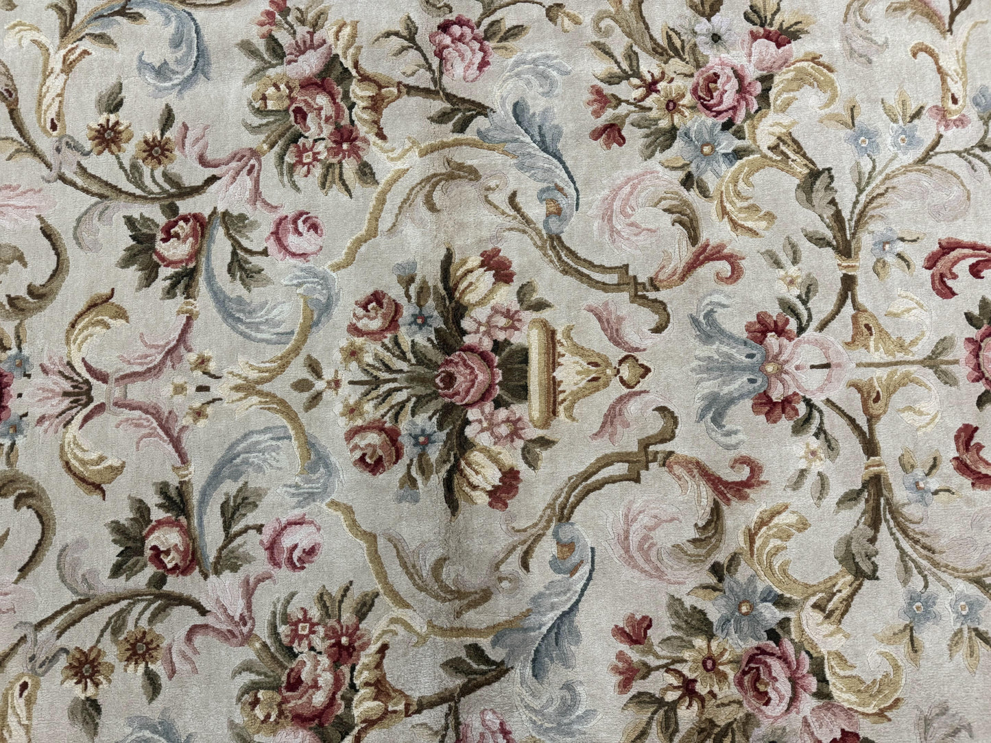 Aubusson Rug 8x10, French European Design, Vintage Handmade Wool Carpet, Aubusson Rug with Pile, Floral - Nuvé