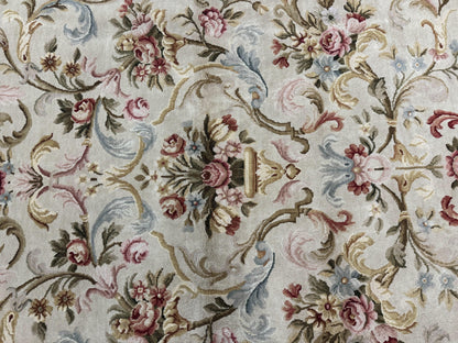 Aubusson Rug 8x10, French European Design, Vintage Handmade Wool Carpet, Aubusson Rug with Pile, Floral - Nuvé