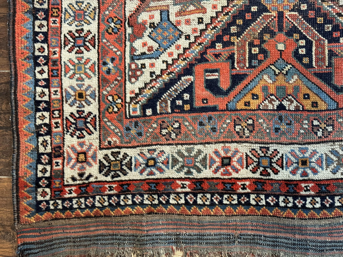 Antique Persian Qashqai Rug 5x8, Persian Tribal Rug, Khamseh Rug