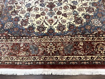 Persian Rug 8x10, Sino Persian Floral Medallion Carpet, Traditional Wool Area Rug, Cream and Brick Red, Fine 210 KPSI - Nuvé
