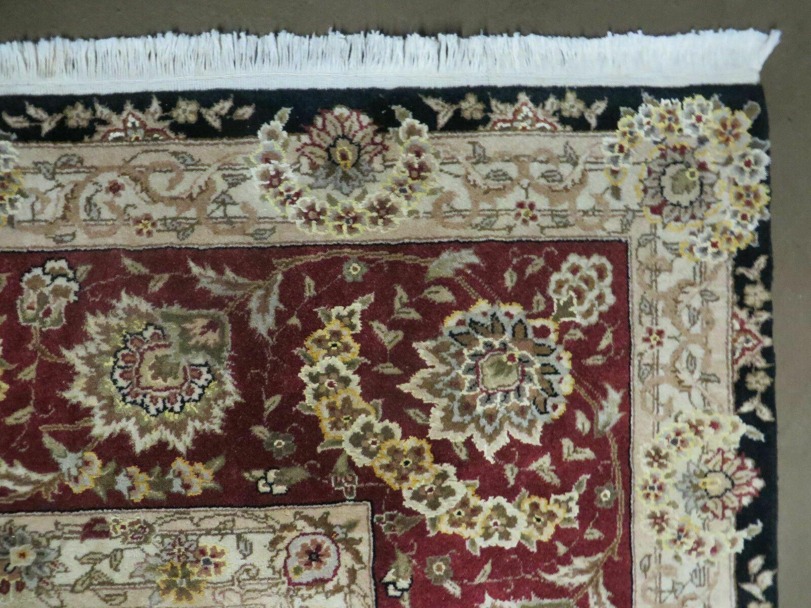 9' X 12' Vintage Handmade Fine Chinese Oriental Floral Wool Rug Silk Black - Nuvé