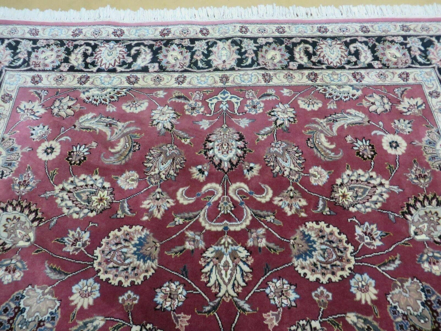 6' X 9' Vintage Handmade Fine India Floral Oriental Silk Accent Wool Rug Carpet - Nuvé