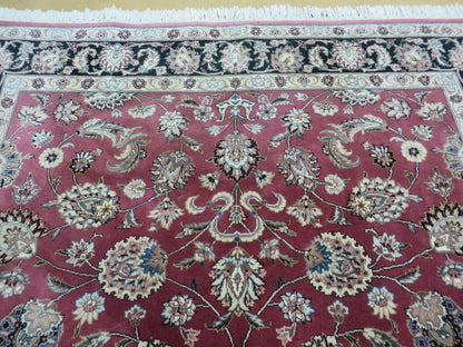 6' X 9' Vintage Handmade Fine India Floral Oriental Silk Accent Wool Rug Carpet - Nuvé