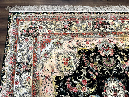 Silk Indian Kashmiri Rug 9x12, Vintage Hand Knotted Carpet - Nuvé
