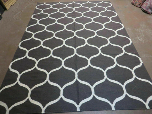 5' X 8' Modern Contemporary Hand Made Flat Weave Wool Rug Veg Dyes Nice - Nuvé
