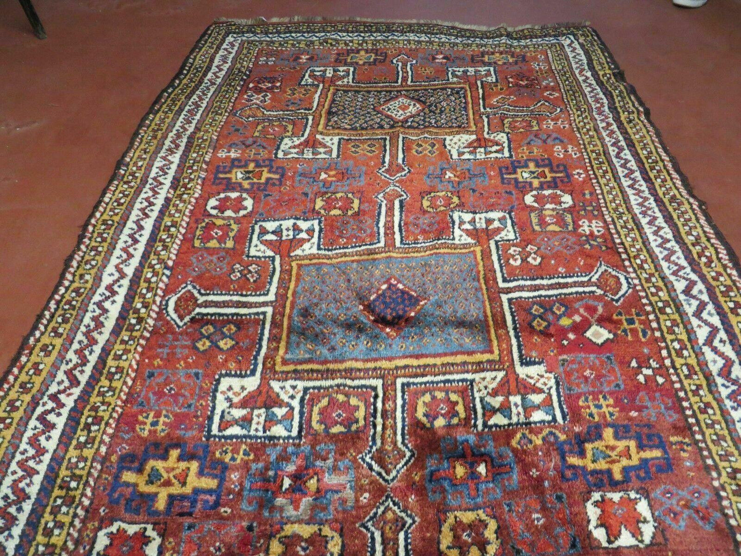 Antique Moroccan Runner Rug 4x9, Wide Runner, Hand Knotted Tribal Oriental Carpet, Hallway Rug, Geometric Medallions, Red, Bohemian Rug Nice - Nuvé