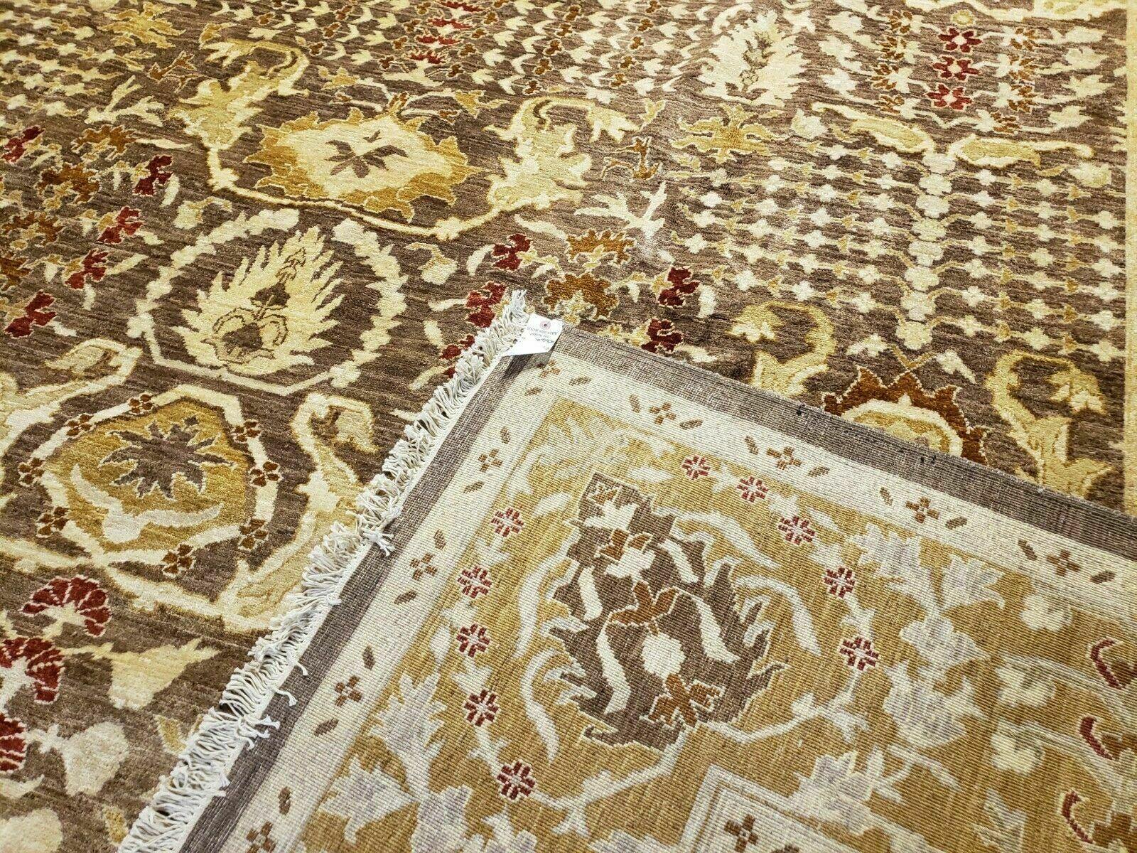 10' X 14' Handmade Pak Peshavar Chobi Agra Wool Carpet Coffee Brown Gold - Nuvé
