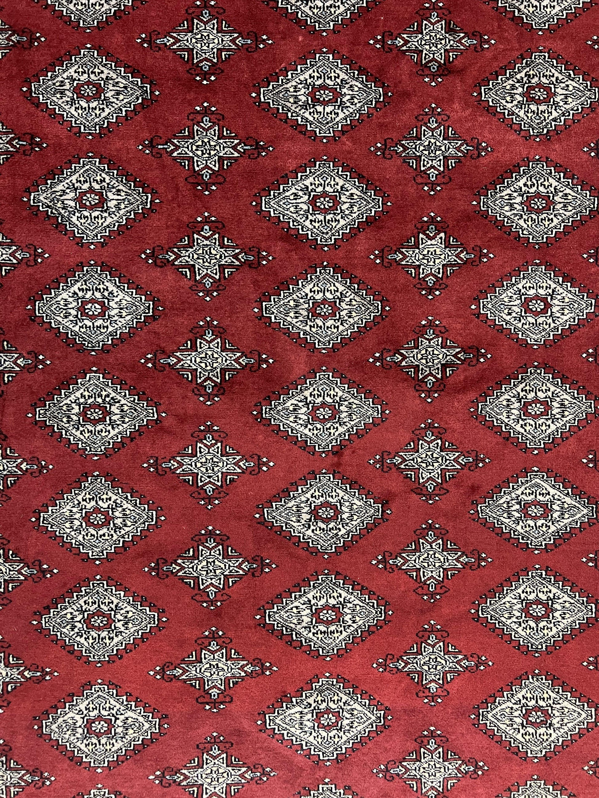 Pakistani Bokhara Rug 6x8, Fine Turkoman Carpet, Wool Handmade Vintage, Red, 6 x 8 Medium Sized Rug, Turkmen Rug - Nuvé