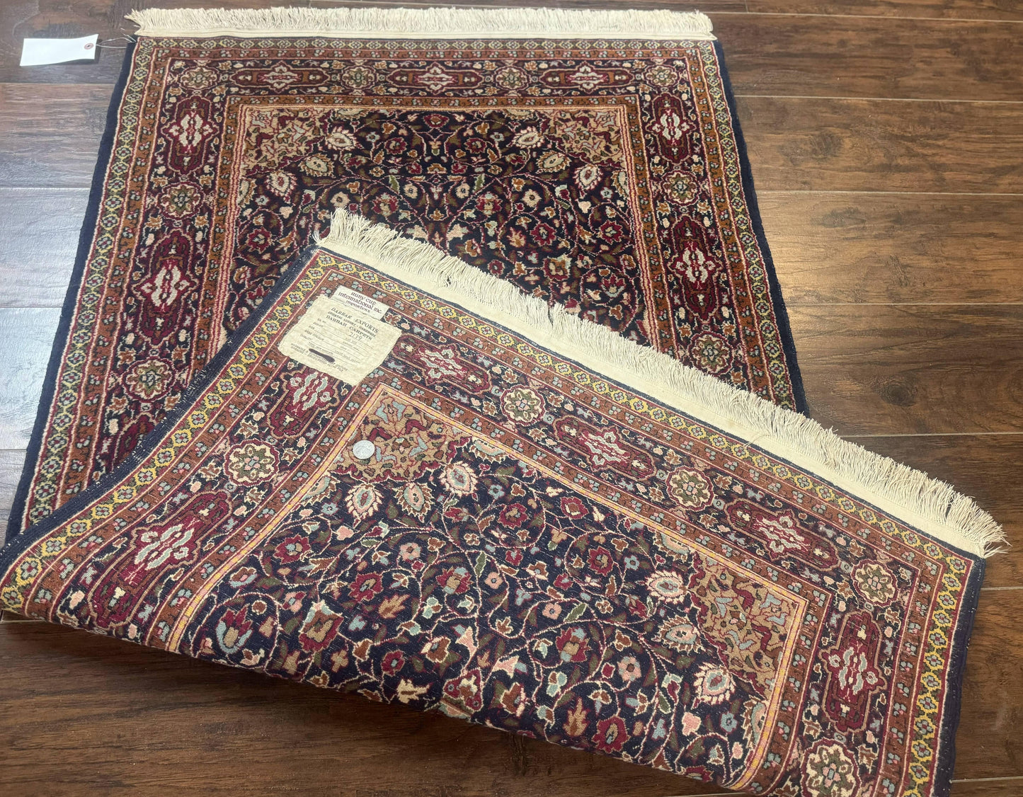 Indo Kashmiri Rug 3x5, Navy Blue, Very Fine 400 KPSI, Pair B - Nuvé